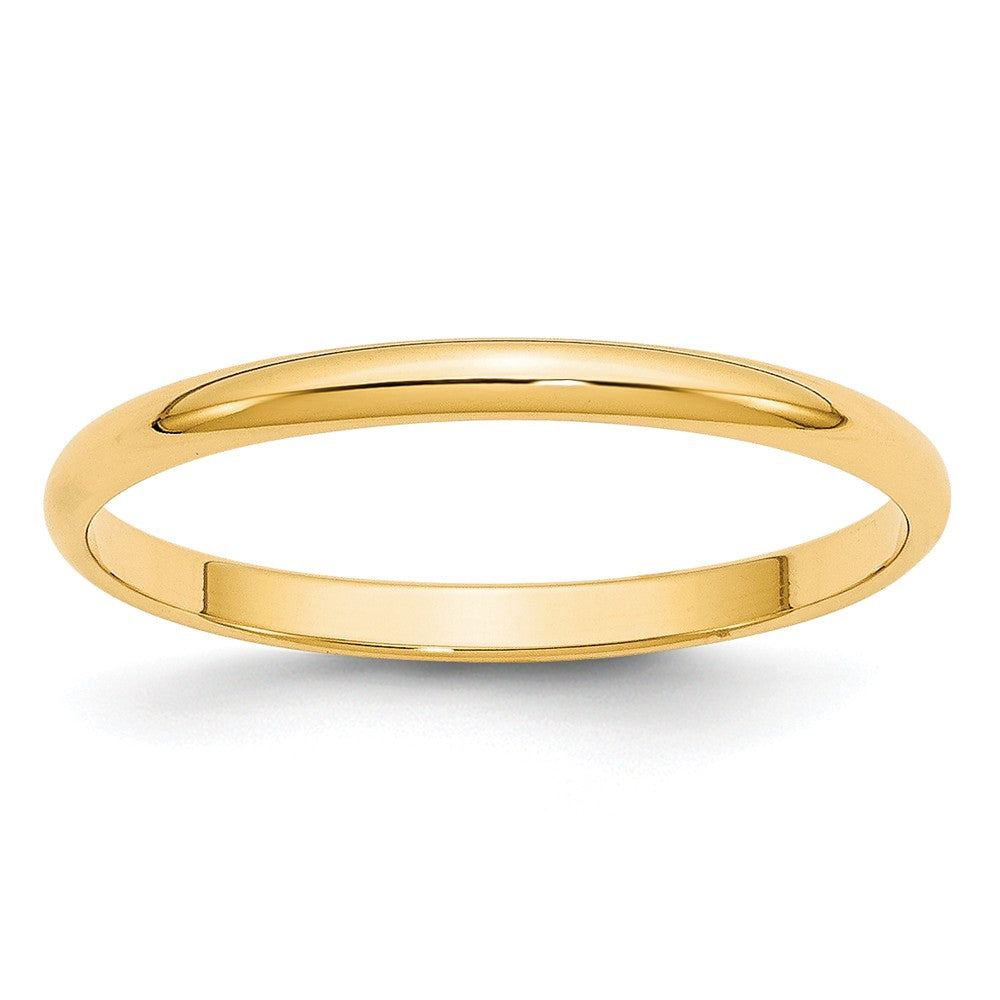 14k Yellow Gold 2mm LTW Half Round Wedding Band Size 11