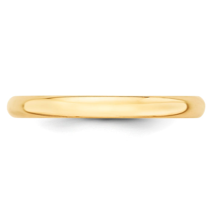 14k Yellow Gold 2.5mm LTW Half Round Wedding Band Size 11