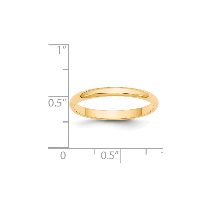 14k Yellow Gold 2.5mm LTW Half Round Wedding Band Size 8.5