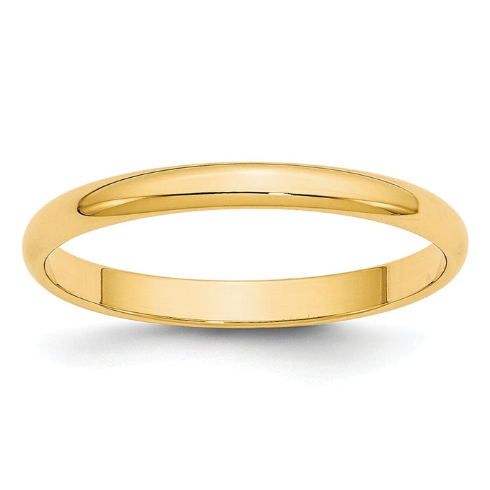 14k Yellow Gold 2.5mm LTW Half Round Wedding Band Size 13