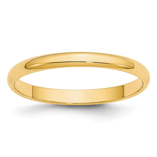 14k Yellow Gold 2.5mm LTW Half Round Wedding Band Size 9