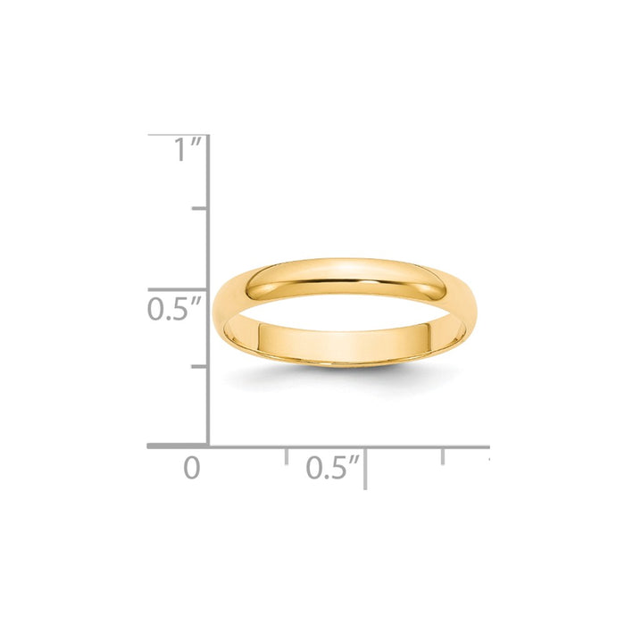 14k Yellow Gold 3mm LTW Half Round Wedding Band Size 9