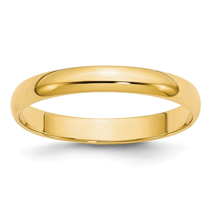 14k Yellow Gold 3mm LTW Half Round Wedding Band Size 6