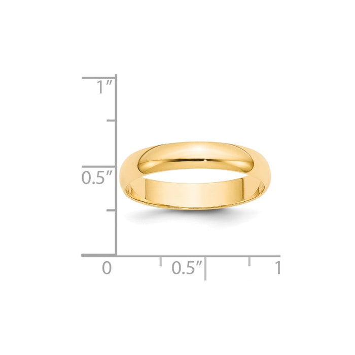 14k Yellow Gold 4mm LTW Half Round Wedding Band Size 10