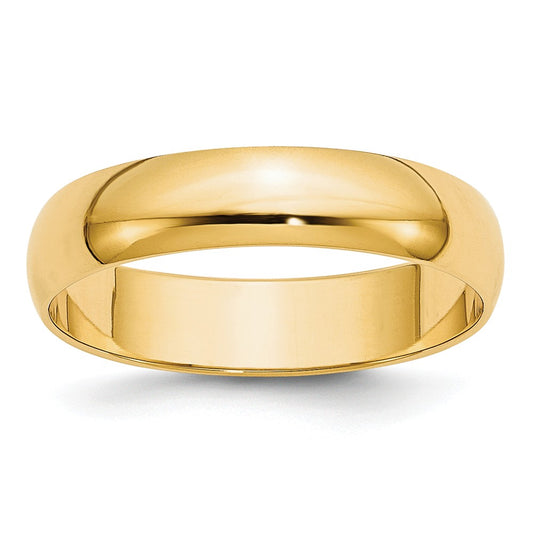 14k Yellow Gold 5mm LTW Half Round Wedding Band Size 7.5