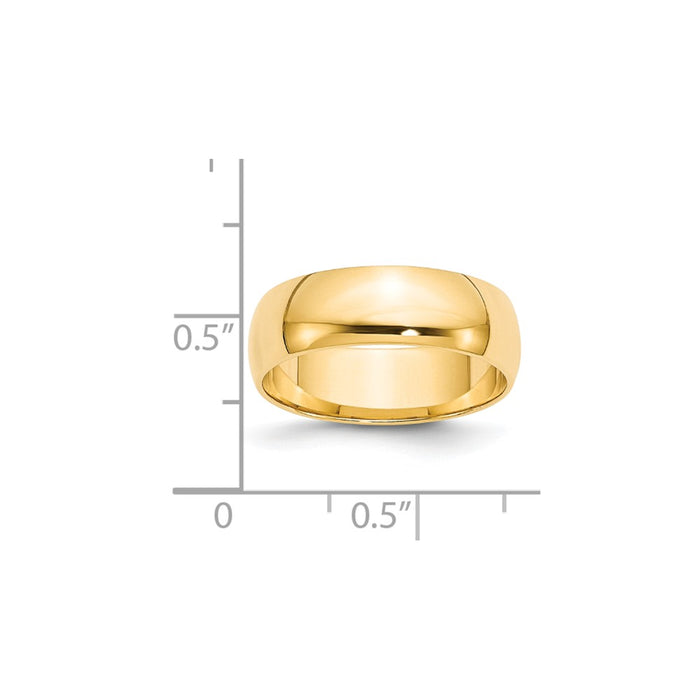 14k Yellow Gold 6mm LTW Half Round Wedding Band Size 5.5