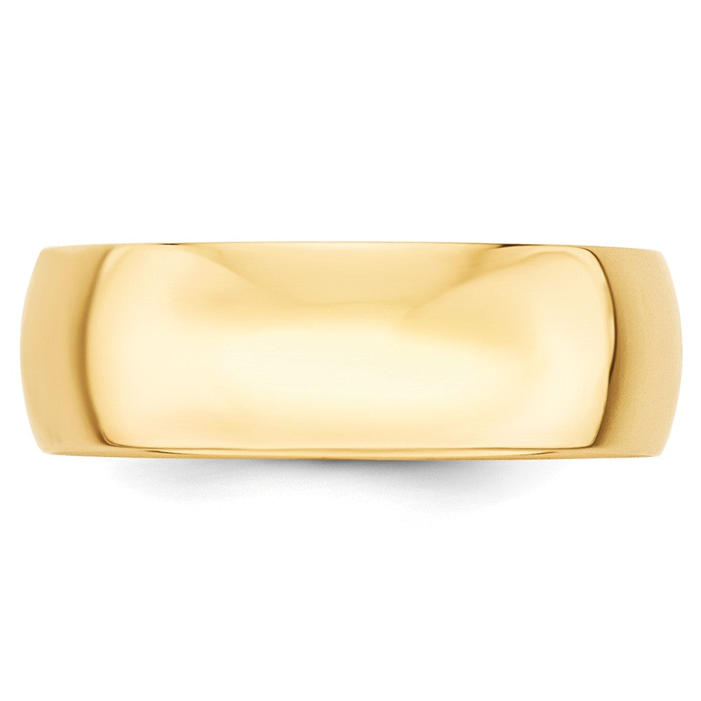 14k Yellow Gold 7mm LTW Half Round Wedding Band Size 8