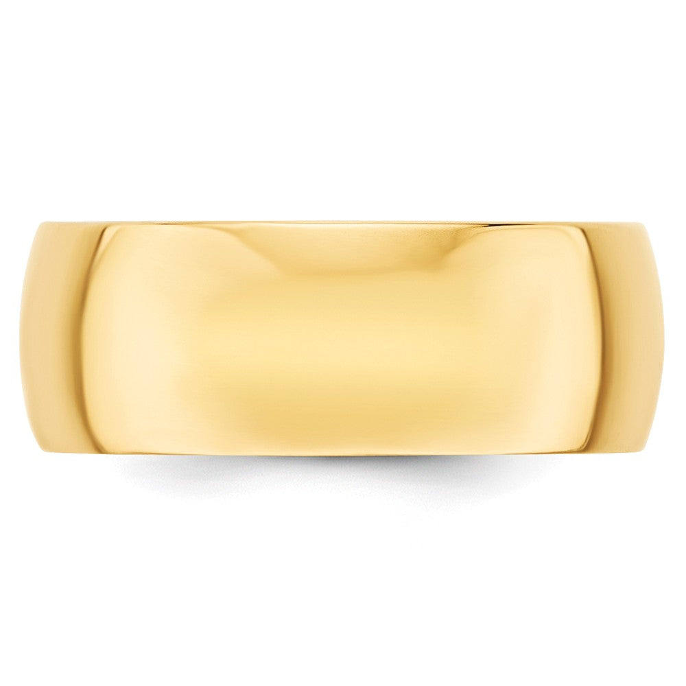 14k Yellow Gold 8mm LTW Half Round Wedding Band Size 7.5