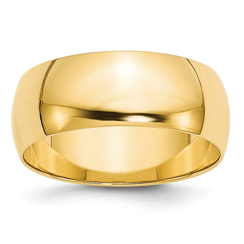 14k Yellow Gold 8mm LTW Half Round Wedding Band Size 5