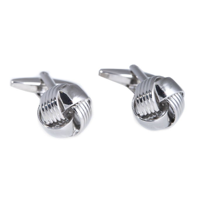 Occasion Gallery Silver Color Rhodium Plated Cufflinks with Classic 'Knot' Design. 0.75 L x 0.5 W x 1 H in.