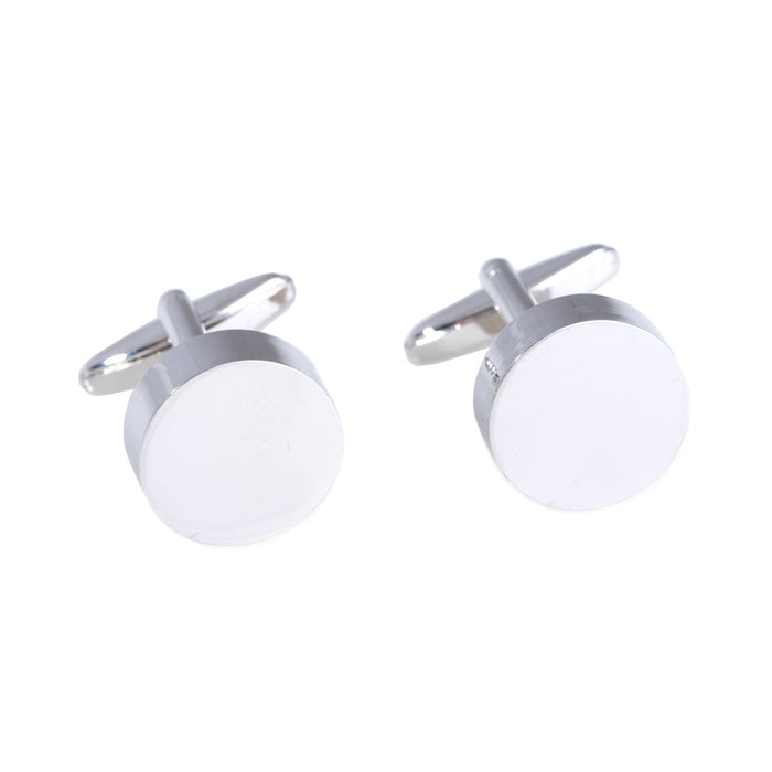 Occasion Gallery Silver Color Rhodium Plated Round Cufflinks. 0.75 L x 0.75 W x 1 H in.