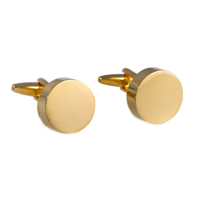 Occasion Gallery Gold Color Gold Plated Round Cufflinks. 0.75 L x 0.75 W x 1 H in.