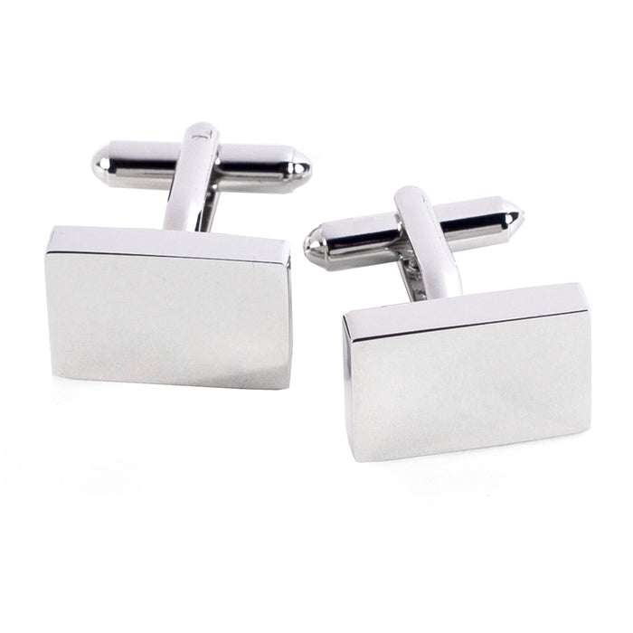 Occasion Gallery Silver Color Rhodium Plated Rectangular Cufflinks. 0.75 L x 0.5 W x 1 H in.