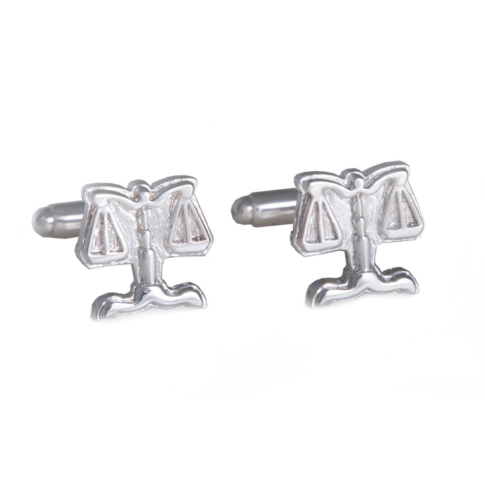 Occasion Gallery Silver Color Rhodium Plated Cufflinks with Legal Scales Design. 0.75 L x 0.75 W x 1 H in.