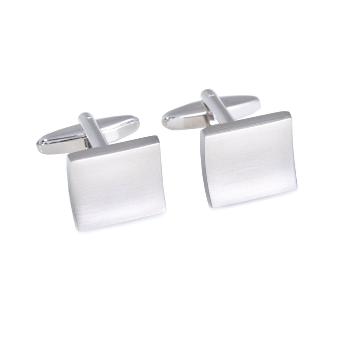 Occasion Gallery Silver Color Rhodium Plated Square Concave Cufflinks in Satin Finish. 0.5 L x 1 W x 0.5 H in.
