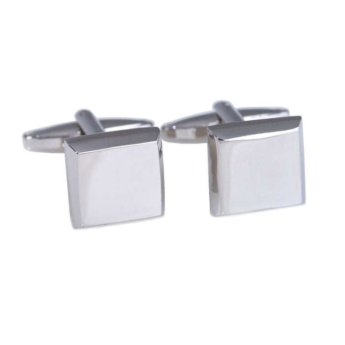 Occasion Gallery Silver Color Rhodium Plated Square Cufflinks. 0.5 L x 1 W x 0.5 H in.