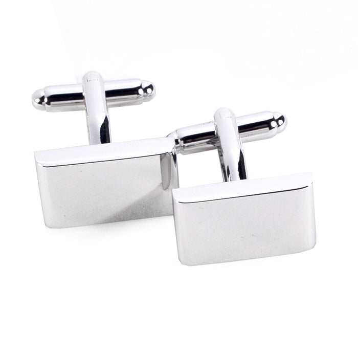 Occasion Gallery Silver Color Rhodium Plated Rectangular Cufflinks.  0.75 L x 0.5 W x 1 H in.