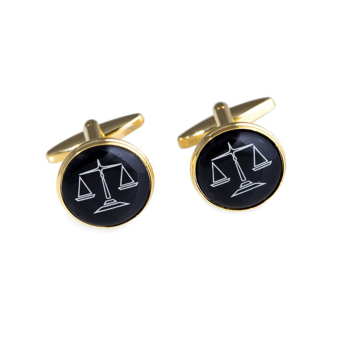 Occasion Gallery Gold Color Gold Plated Round Cufflinks with "Scales" Design. 0.5 L x 0.5 W x 1 H in.