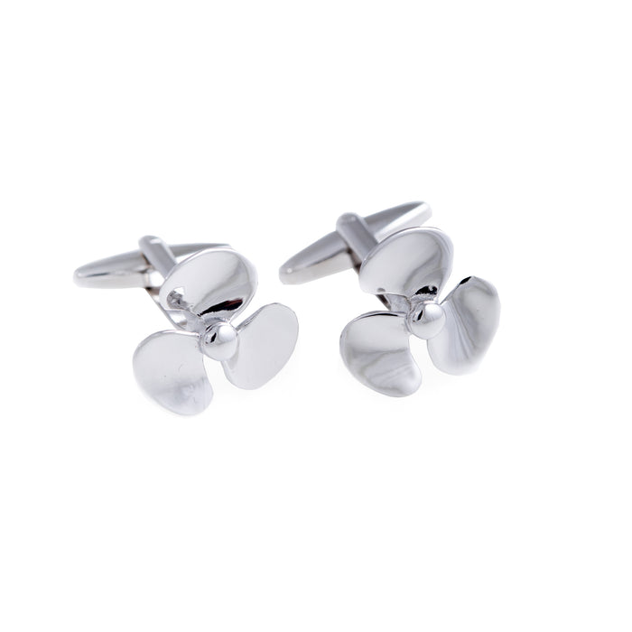 Occasion Gallery Silver Color Rhodium Plated Propeller Cufflinks. 0.5 L x 0.5 W x 1 H in.