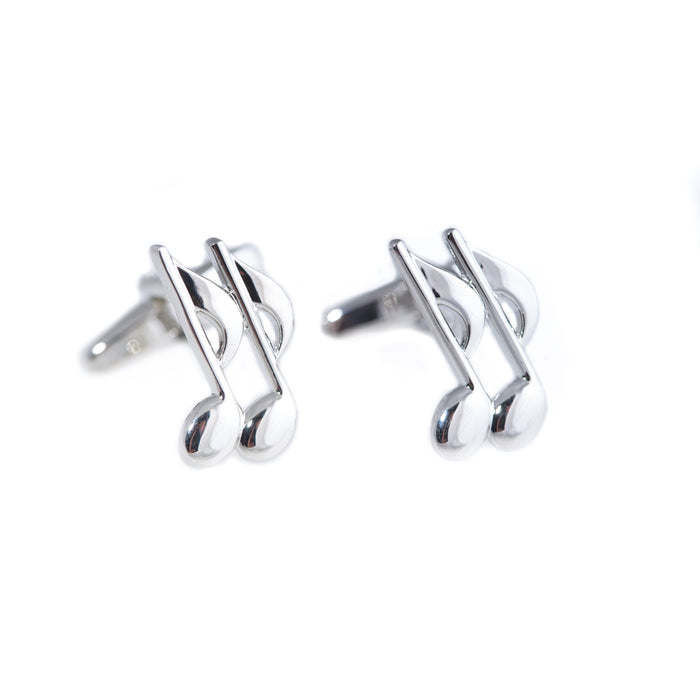 Occasion Gallery Silver Color Rhodium Plated Musical Note Cufflinks. 0.75 L x 0.5 W x 1 H in.