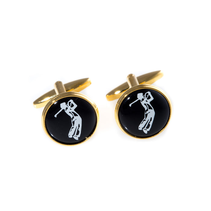 Occasion Gallery Gold Color Gold Plated Cufflinks Golfer Design . 0.65 L x 1 W x  H in.