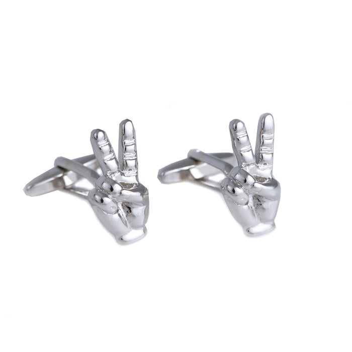 Occasion Gallery Silver Color Rhodium Plated with Victory Cufflinks. 1 L x 1 W x  H in.