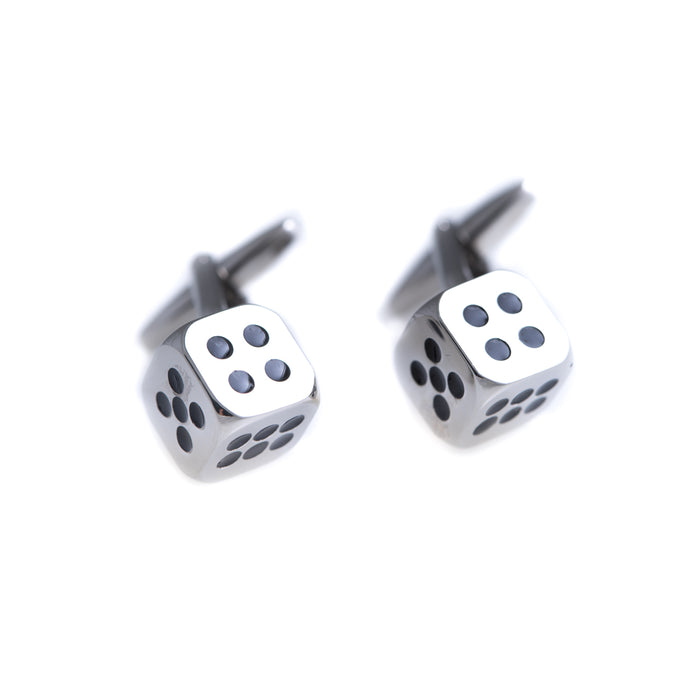 Occasion Gallery Silver/Black Color Rhodium Plated Dice Cufflinks. 0.5 L x 1.5 W x  H in.