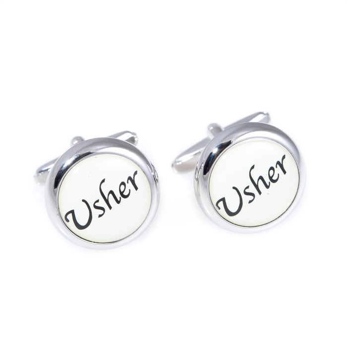 Occasion Gallery White Color Rhodium Plated Cufflinks Usher Design. 0.75 L x 1 W x  H in.