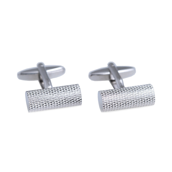 Occasion Gallery Silver Color Rhodium Plated Cufflinks Round Bar. 0.75 L x 1 W x  H in.