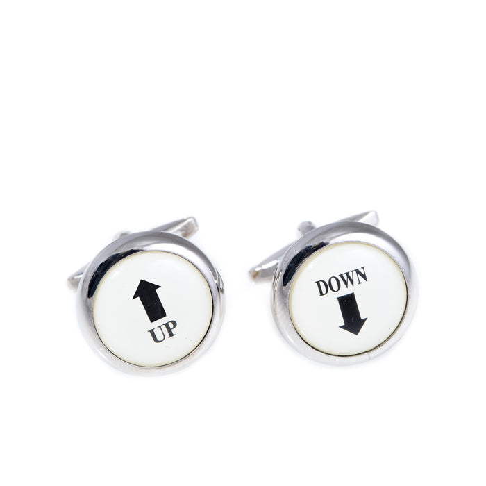 Occasion Gallery Silver Color Rhodium Plated Cufflinks with Up & Down Design. 0.75 L x 0.75 W x 1 H in.
