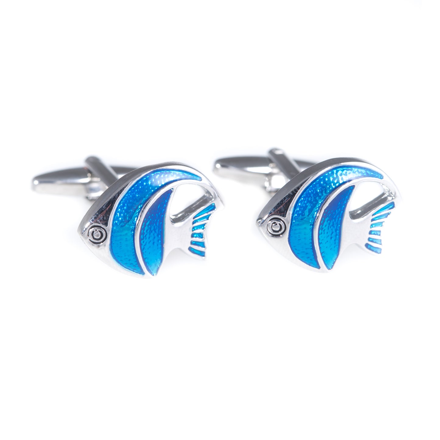 Occasion Gallery Multi Color Rhodium & Enamel Painted Cufflinks Fish Design. 1 L x 0.75 W x 0.5 H in.