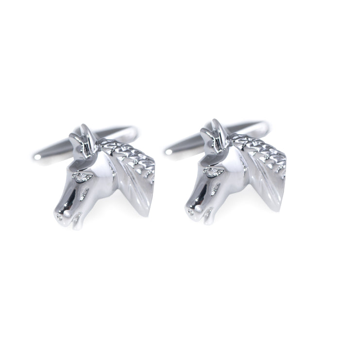 Occasion Gallery Silver Color Rhodium Plated Cufflinks Horse Design. 1 L x 0.75 W x 0.75 H in.