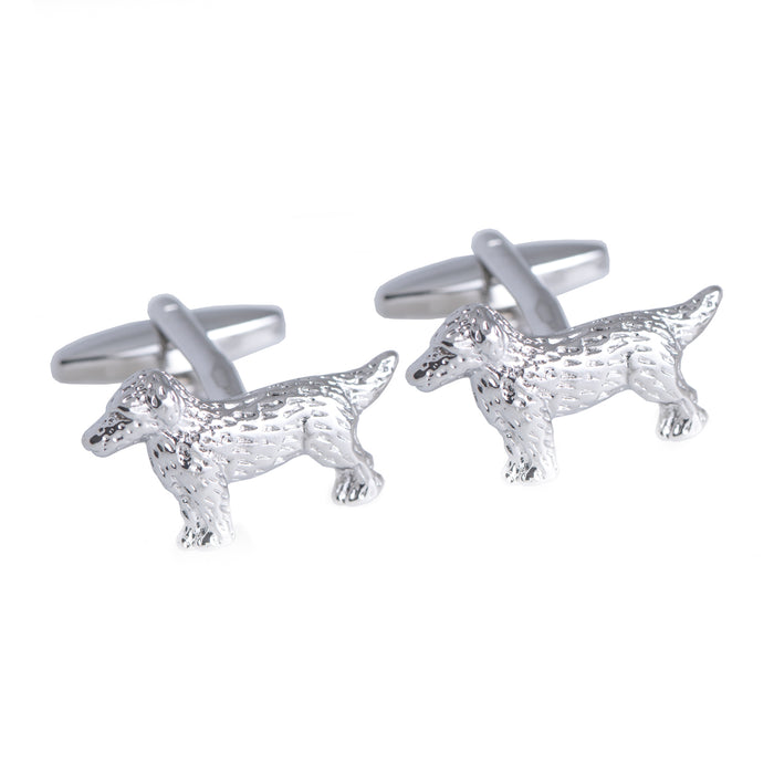 Occasion Gallery Silver Color Rhodium Plated Cufflinks with Dog Design. 1 L x 1 W x 0.5 H in.