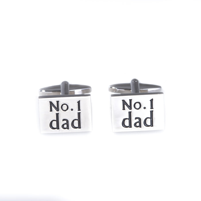 Occasion Gallery Silver Color Rhodium Plated Cufflinks with # 1 Dad Design. 1 L x 0.75 W x 0.5 H in.