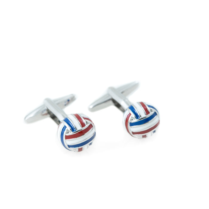Occasion Gallery Red/White/Blue Color Rhodium Plated "Red, White & Blue" Knots Design Cufflinks. 0.35 L x 0.35 W x 1 H in.