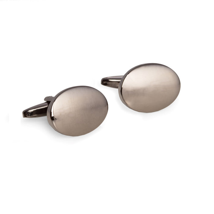 Occasion Gallery Gray Color Gunmetal Finished Oval Cufflinks. 0.75 L x 0.5 W x 1 H in.