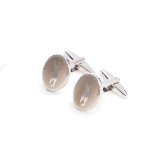 Occasion Gallery Silver Color Rhodium Plated "Golfer" Design Cufflinks. 1 L x 0.5 W x 1 H in.