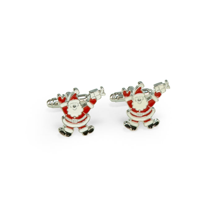 Occasion Gallery Red/White/Silver/Black Color Rhodium Plated Santa Claus Cufflinks 0.75 L x 1 W x  H in.
