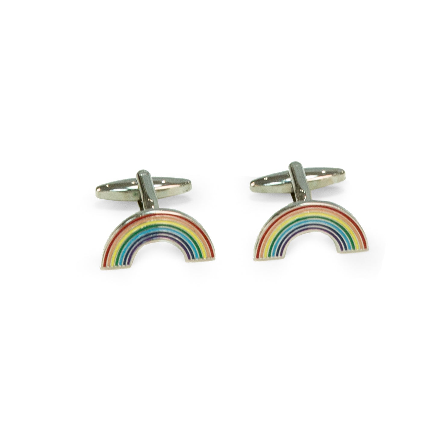 Occasion Gallery Multi Color Rhodium Plated Rainbow Cufflinks 0.75 L x 1 W x  H in.