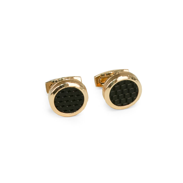 Occasion Gallery Gold Color "Rose Gold" Plated Cufflinks with Black Enamel 0.75 L x 1 W x  H in.