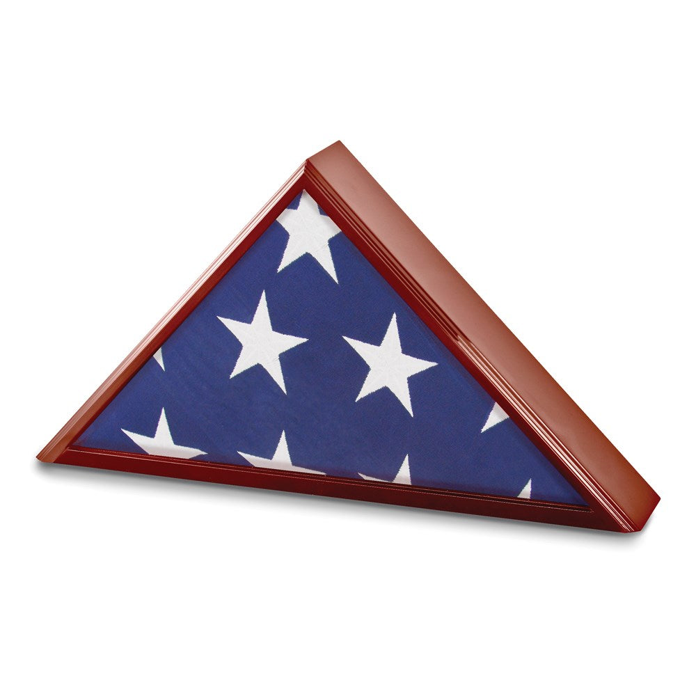 Keepsake Bereavement Cherry Matte Finish Poplar Veneer Glass Top Flag Collectors Box