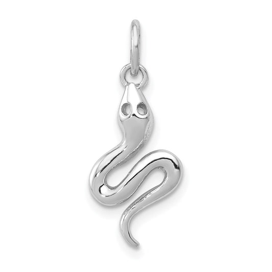 Million Charms 14K White Gold Themed Solid Polished Snake Charm