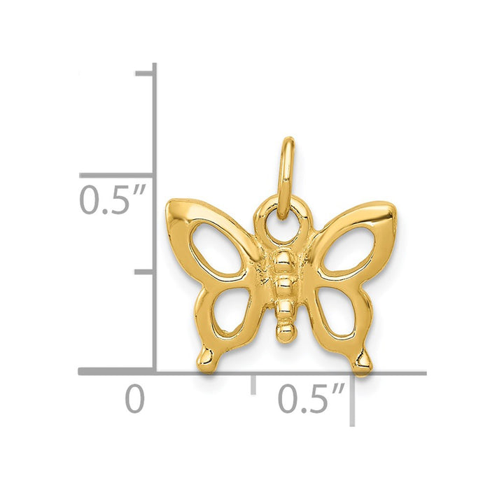 Million Charms 14K Yellow Gold Themed Solid Polished Butterfly Charm