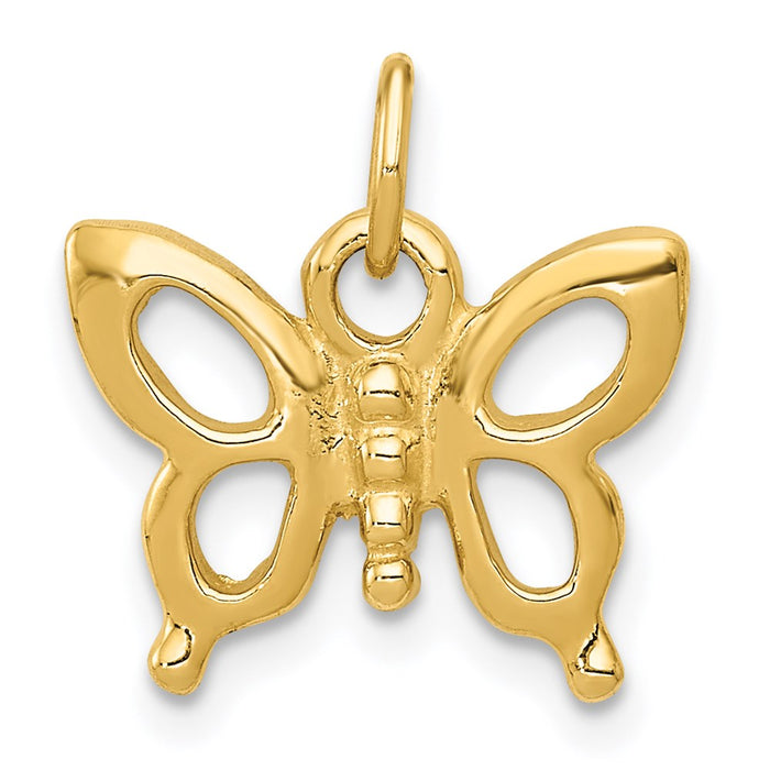 Million Charms 14K Yellow Gold Themed Solid Polished Butterfly Charm