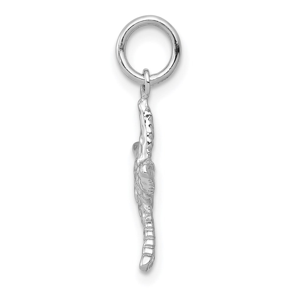 Million Charms 14K White Gold Themed Polished 3-Dimensional Nautical Starfish Pendant