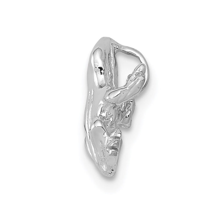 Million Charms 14K White Gold Themed Solid Polished 3-Dimensional Frog Charm