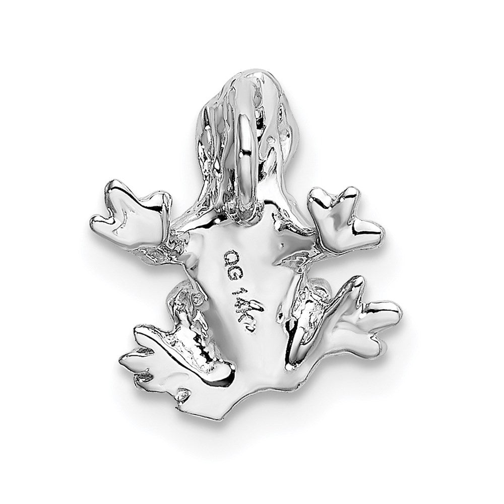 Million Charms 14K White Gold Themed Solid Polished 3-Dimensional Frog Charm