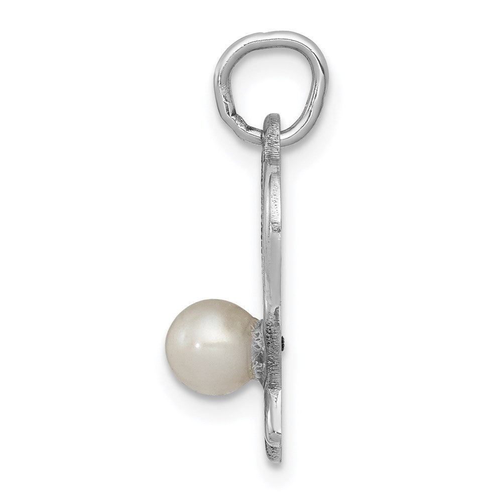 Million Charms 14K White Gold Themed Sports Tennis Racquets With Cultured Charm