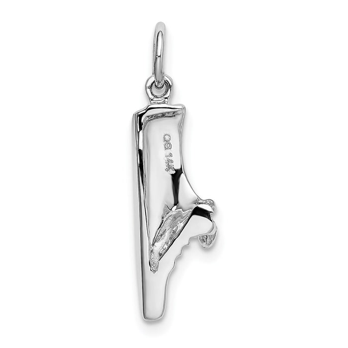 Million Charms 14K White Gold Themed Polished Open-Backed Jogging Shoe Pendant