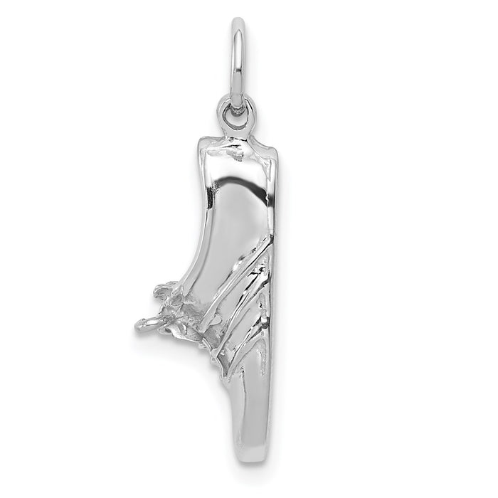 Million Charms 14K White Gold Themed Polished Open-Backed Jogging Shoe Pendant